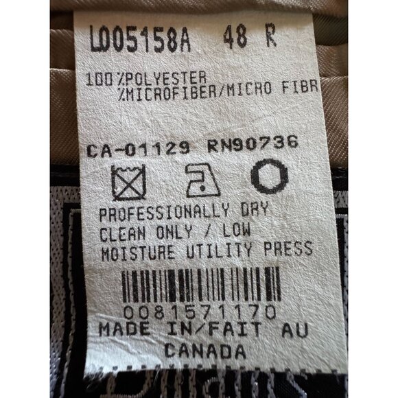Ralph Lauren Brown Blazer 48R Mens Single Breasted Microfiber Made In Canada - Picture 5 of 13